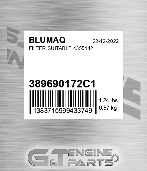 389690172C1 Filter Suitable 4355142 for BLUMAQ