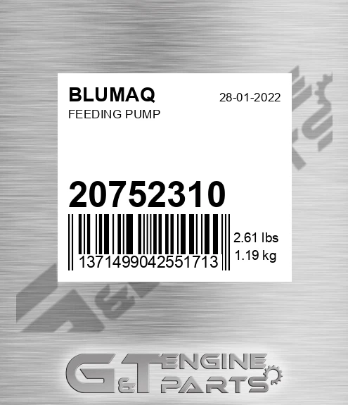 20752310 Feeding Pump for BLUMAQ