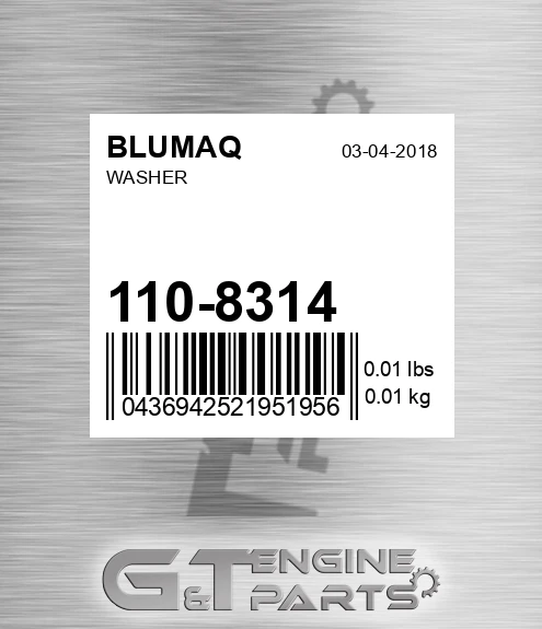 110-8314 Washer for BLUMAQ