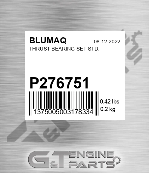 P276751 BLUMAQ Thrust Bearing Set Std.