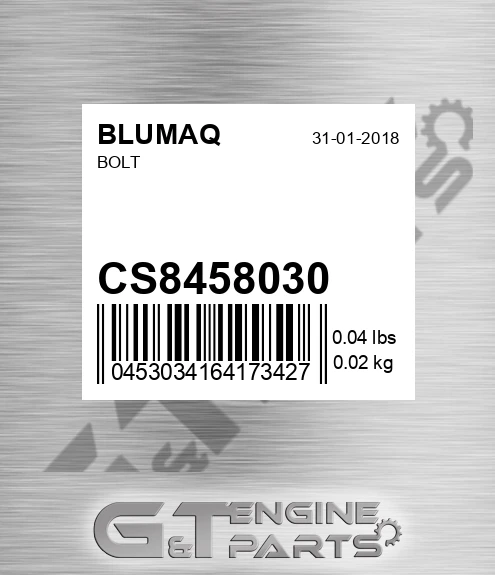 CS845-8030 Bolt for BLUMAQ