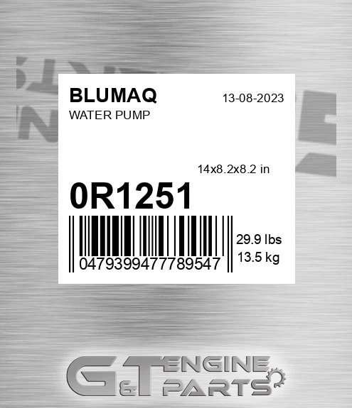 0R-1251 Water Pump for BLUMAQ