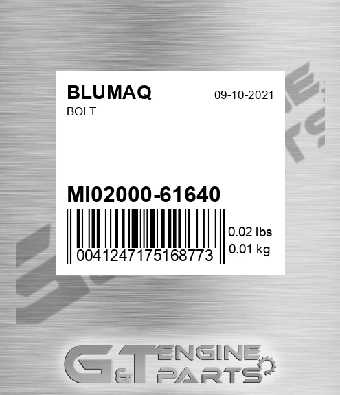 MI02000-61640 Bolt for BLUMAQ