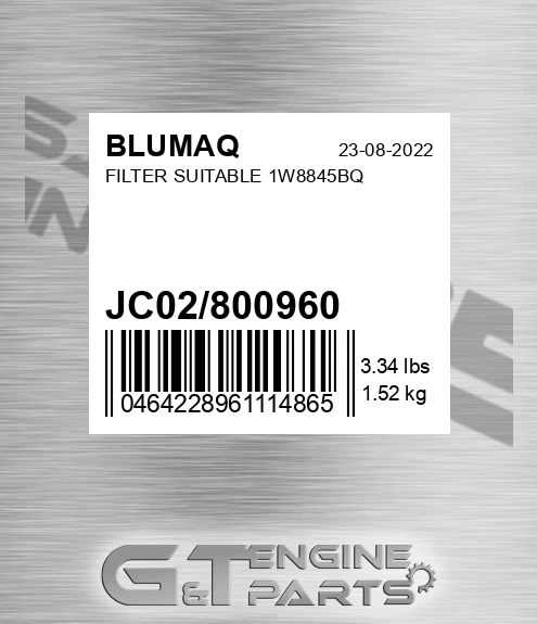 JC02/800960 Filter Suitable 1w8845bq for BLUMAQ