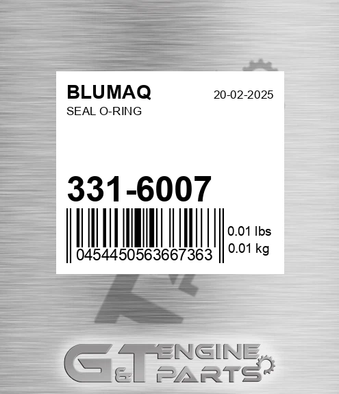 331-6007 Seal O-ring for BLUMAQ