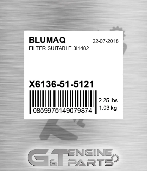 X6136-51-5121 Filter Suitable 3i1482 for BLUMAQ