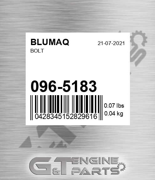 096-5183 Bolt for BLUMAQ