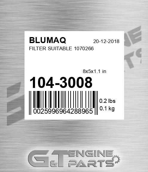 1043008 Filter Suitable 1070266