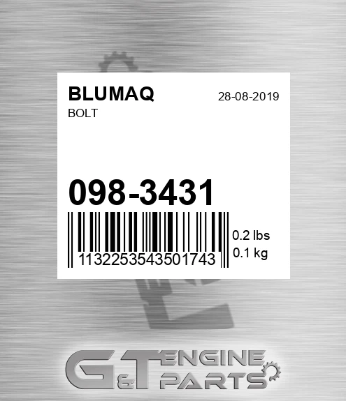 098-3431 Bolt for BLUMAQ