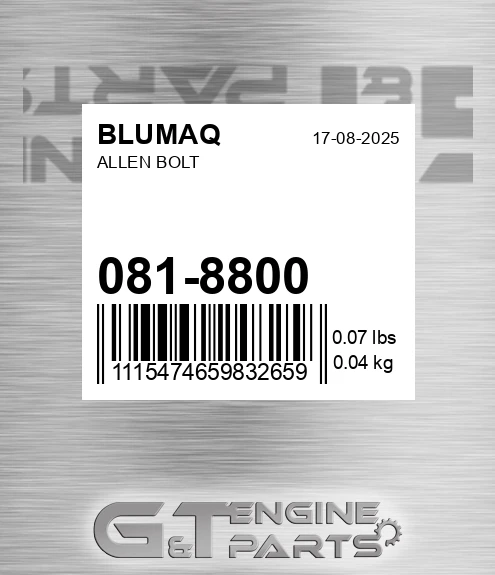 081-8800 Allen Bolt for BLUMAQ