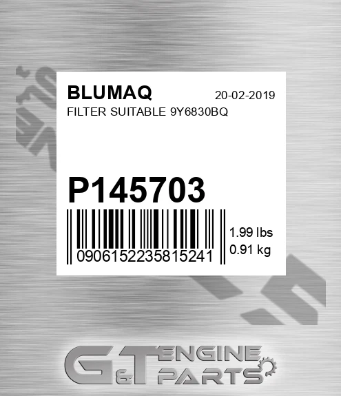 P145703 Filter Suitable 9y6830bq