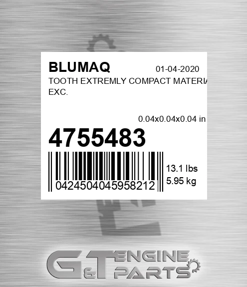 475-5483 Tooth Extremly Compact Material Exc. for BLUMAQ