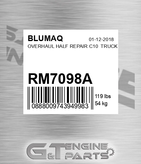 RM7098A Overhaul Half Repair C10 Truck for BLUMAQ