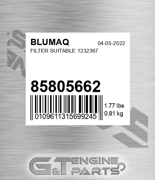 85805662 BLUMAQ Filter Suitable 1232367