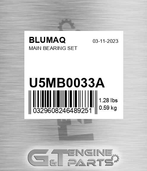 U5MB0033A Main Bearing Set