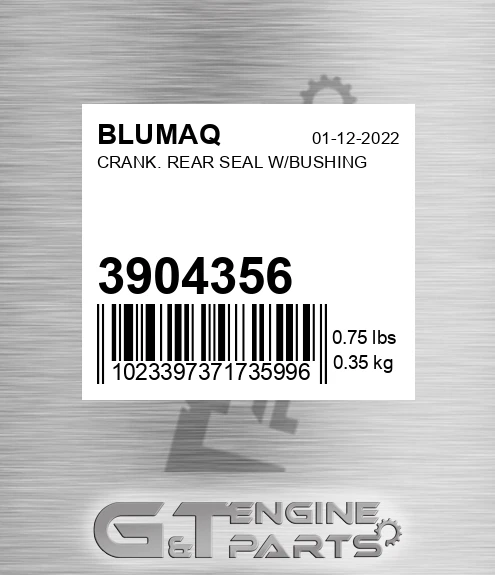 3904356 BLUMAQ Crank. Rear Seal W/bushing