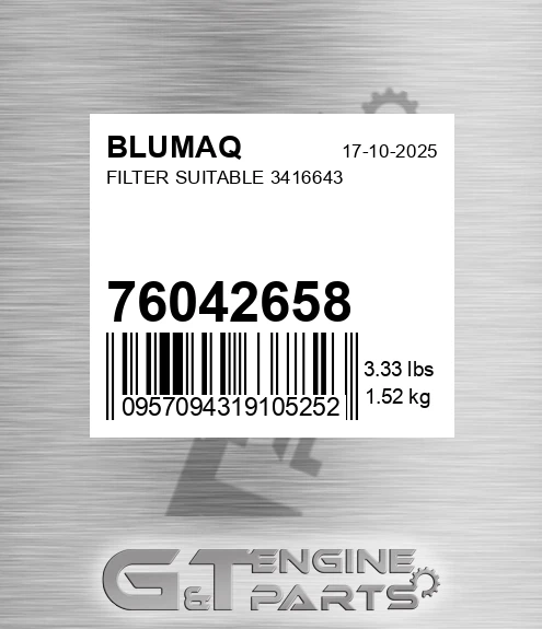 76042658 Filter Suitable 3416643