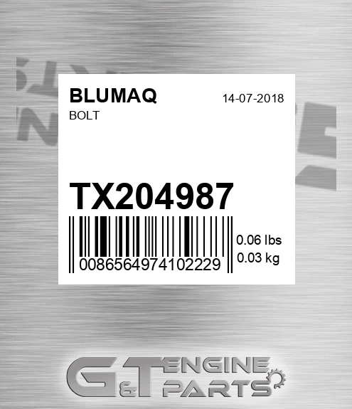TX204987 Bolt for BLUMAQ