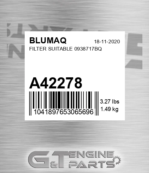 A42278 Filter Suitable 0938717bq