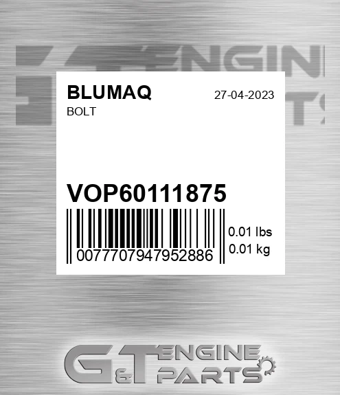 VOP60111875 Bolt for BLUMAQ