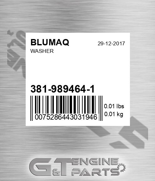 381-989464-1 Washer for BLUMAQ