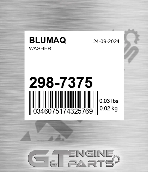 298-7375 Washer for BLUMAQ