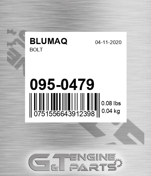 095-0479 Bolt for BLUMAQ