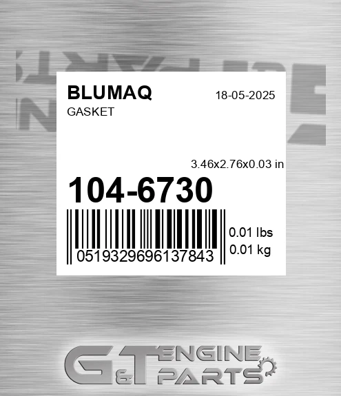 104-6730 Gasket for BLUMAQ