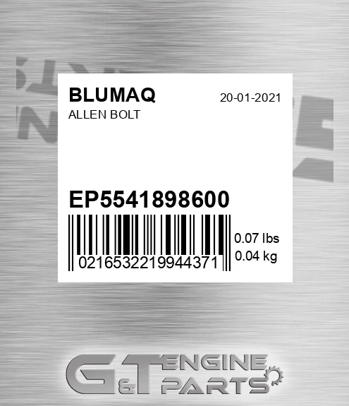 EP5541898600 Allen Bolt for BLUMAQ