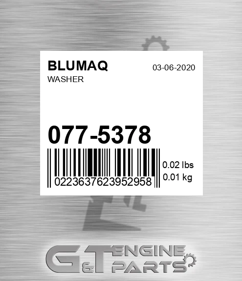 077-5378 Washer for BLUMAQ