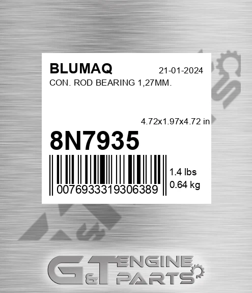 8N-7935 Con. Rod Bearing 1,27mm. for BLUMAQ