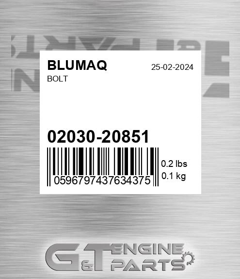 02030-20851 Bolt for BLUMAQ