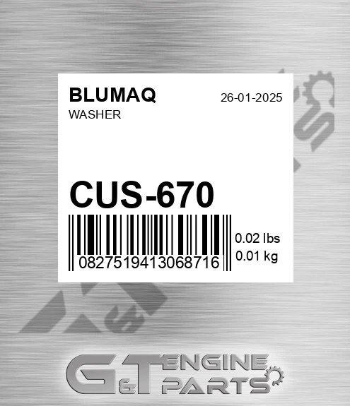 CUS-670 Washer for BLUMAQ