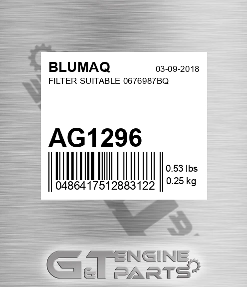 AG1296 BLUMAQ Filter Suitable 0676987bq