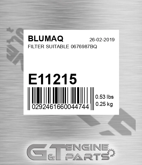 E11215 BLUMAQ Filter Suitable 0676987bq