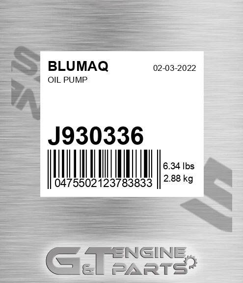 J930336 BLUMAQ Oil Pump