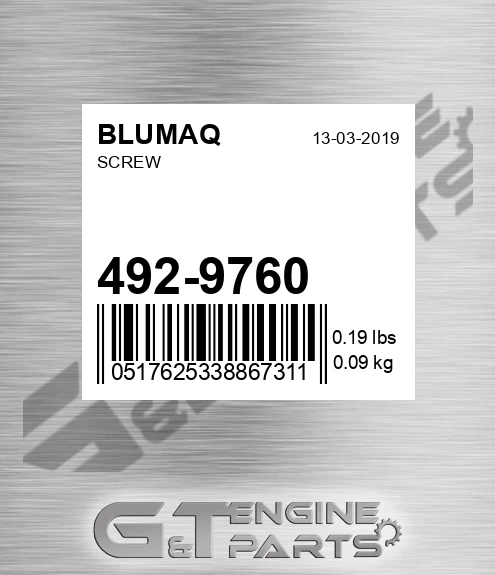492-9760 Screw for BLUMAQ