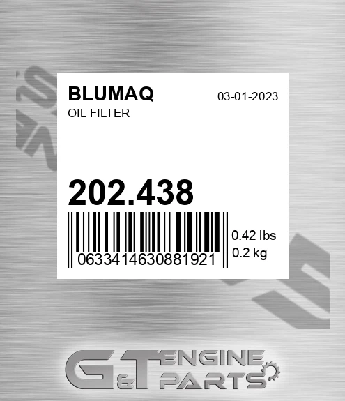 202.438 Oil Filter for BLUMAQ