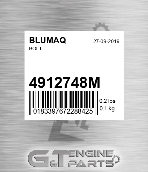 4912748M Bolt for BLUMAQ