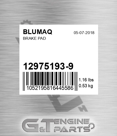 12975193-9 Brake Pad for BLUMAQ