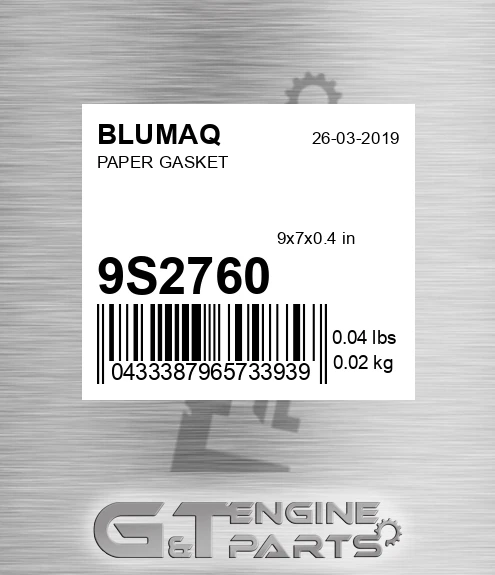 9S-2760 Paper Gasket for BLUMAQ