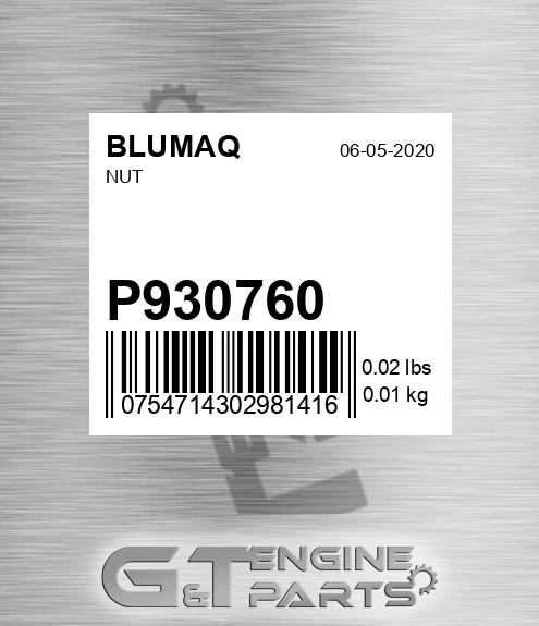 P930760 Nut for BLUMAQ