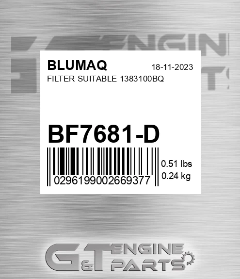 BF7681-D Filter Suitable 1383100bq for BLUMAQ