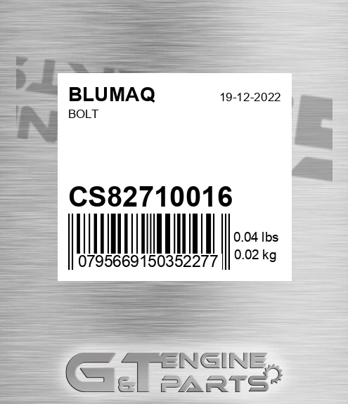 CS827-10016 Bolt for BLUMAQ