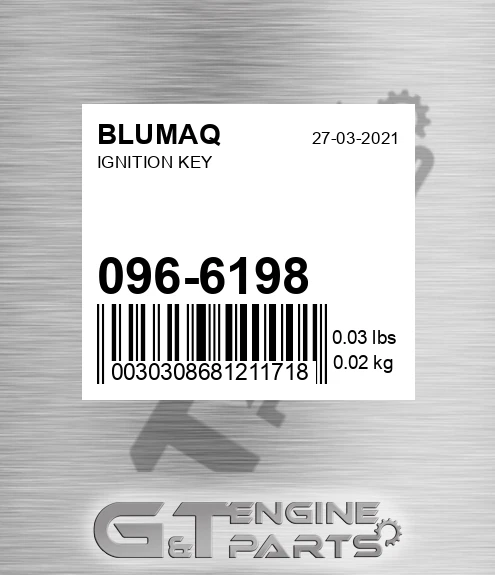096-6198 Ignition Key for BLUMAQ