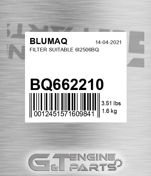 BQ662210 Filter Suitable 6i2506bq for BLUMAQ