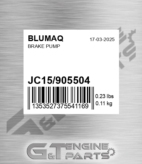 JC15/905504 Brake Pump for BLUMAQ