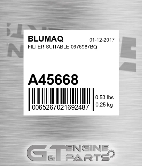 A45668 Filter Suitable 0676987bq