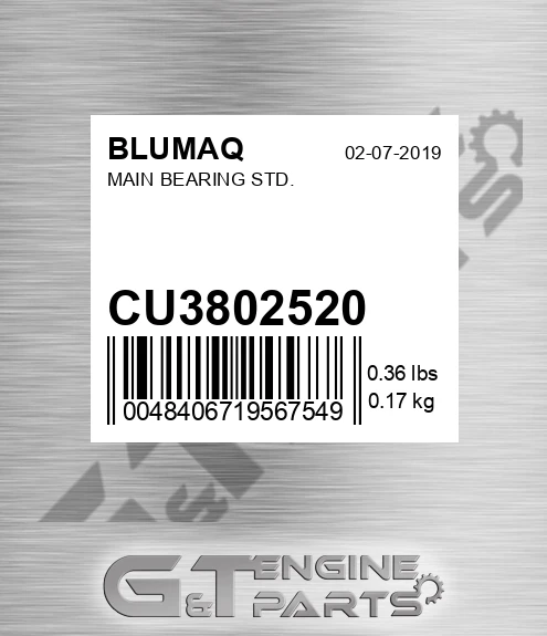 CU3802520 Main Bearing Std. for BLUMAQ