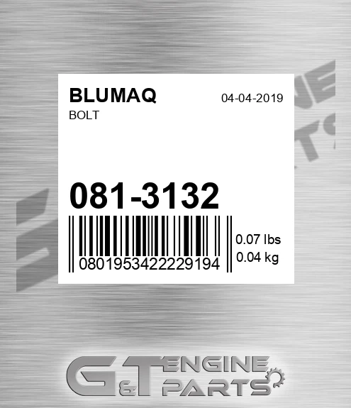 081-3132 Bolt for BLUMAQ